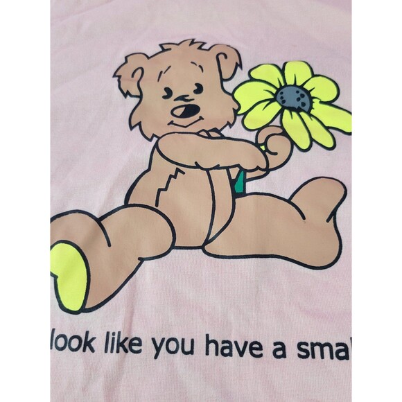 Y2K Pink Teddy Bear Crop Top Size Small "You Look Like You Have A Small" T-Shirt - Picture 4 of 8